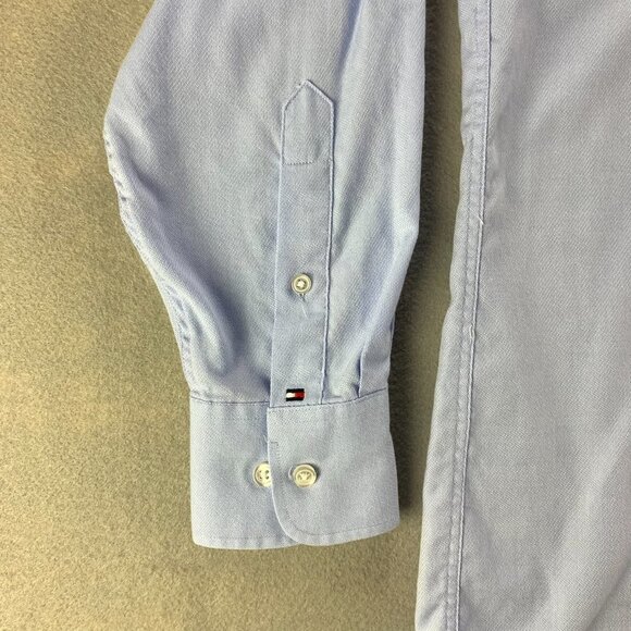 Tommy Hilfiger Shirt Mens 15-15.5 Medium Blue‎ Stretch Cotton Button Up P… - Picture 2 of 11